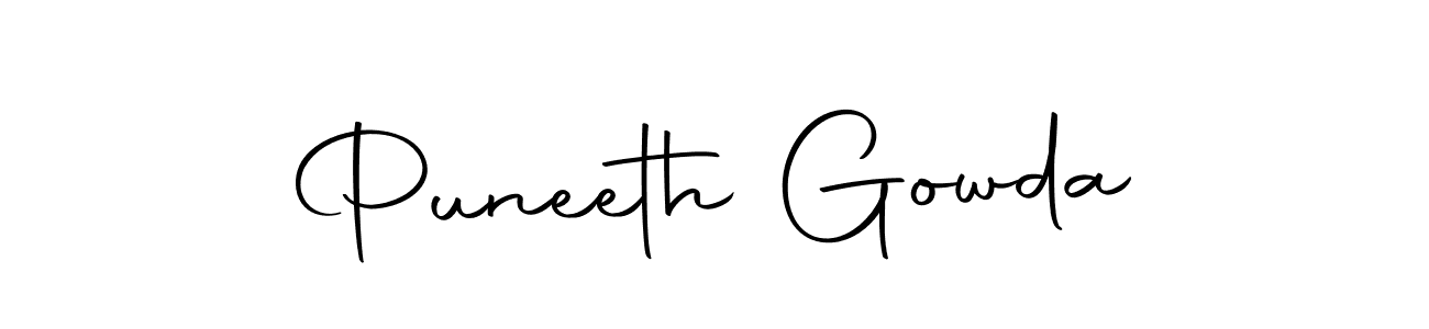 How to make Puneeth Gowda name signature. Use Autography-DOLnW style for creating short signs online. This is the latest handwritten sign. Puneeth Gowda signature style 10 images and pictures png