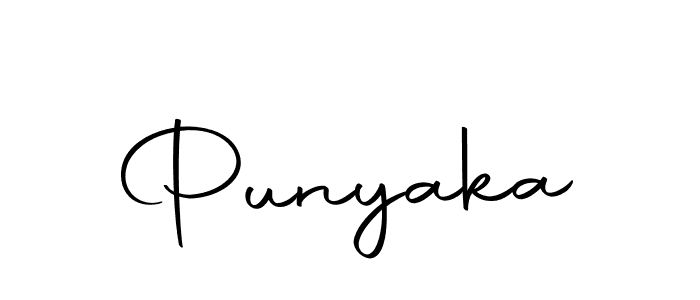 Design your own signature with our free online signature maker. With this signature software, you can create a handwritten (Autography-DOLnW) signature for name Punyaka. Punyaka signature style 10 images and pictures png