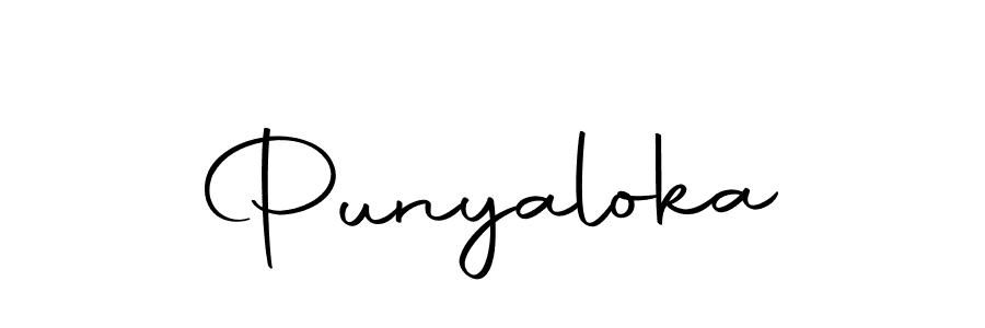 You should practise on your own different ways (Autography-DOLnW) to write your name (Punyaloka) in signature. don't let someone else do it for you. Punyaloka signature style 10 images and pictures png