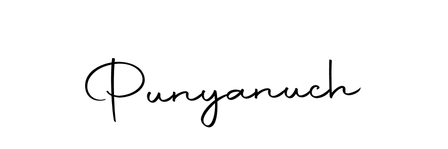 You should practise on your own different ways (Autography-DOLnW) to write your name (Punyanuch) in signature. don't let someone else do it for you. Punyanuch signature style 10 images and pictures png