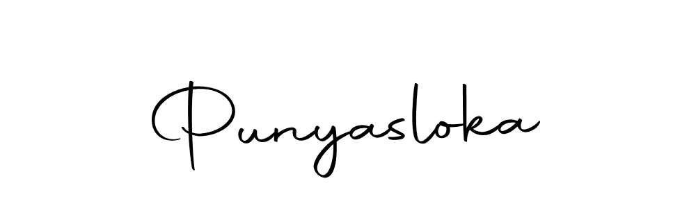 Design your own signature with our free online signature maker. With this signature software, you can create a handwritten (Autography-DOLnW) signature for name Punyasloka. Punyasloka signature style 10 images and pictures png
