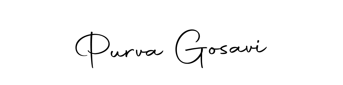 How to make Purva Gosavi name signature. Use Autography-DOLnW style for creating short signs online. This is the latest handwritten sign. Purva Gosavi signature style 10 images and pictures png