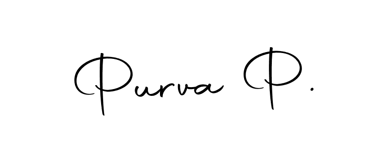 How to make Purva P. name signature. Use Autography-DOLnW style for creating short signs online. This is the latest handwritten sign. Purva P. signature style 10 images and pictures png