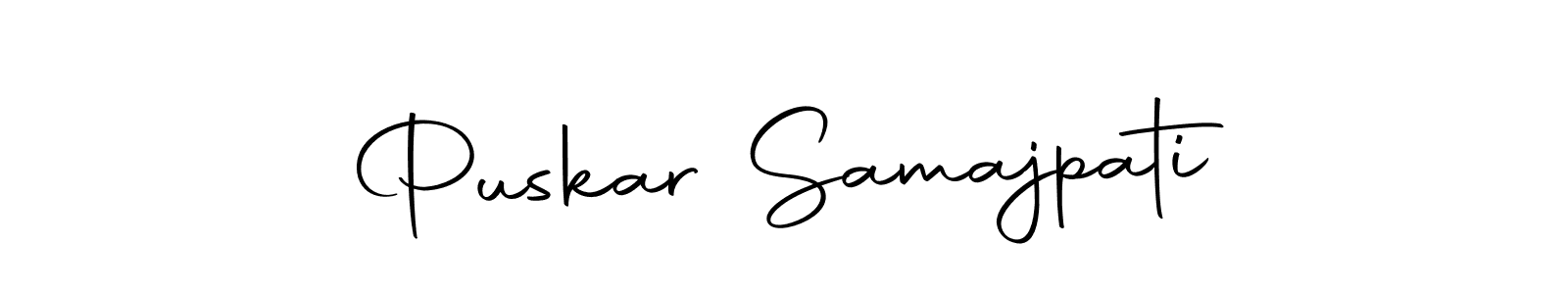 The best way (Autography-DOLnW) to make a short signature is to pick only two or three words in your name. The name Puskar Samajpati include a total of six letters. For converting this name. Puskar Samajpati signature style 10 images and pictures png