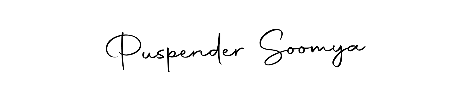 Make a beautiful signature design for name Puspender Soomya. With this signature (Autography-DOLnW) style, you can create a handwritten signature for free. Puspender Soomya signature style 10 images and pictures png