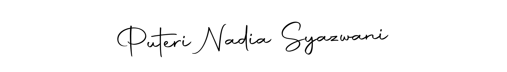 Create a beautiful signature design for name Puteri Nadia Syazwani. With this signature (Autography-DOLnW) fonts, you can make a handwritten signature for free. Puteri Nadia Syazwani signature style 10 images and pictures png