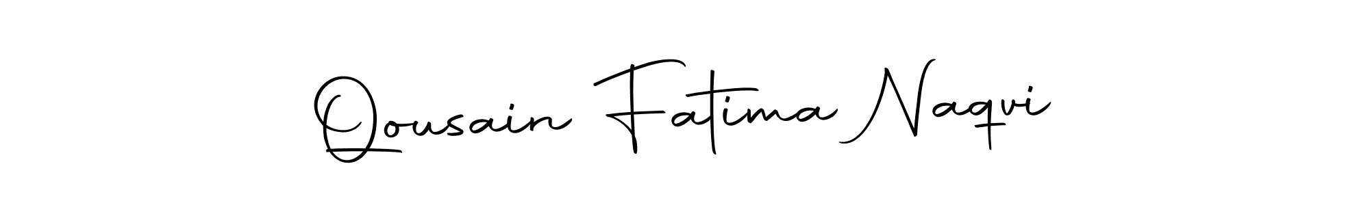 How to make Qousain Fatima Naqvi name signature. Use Autography-DOLnW style for creating short signs online. This is the latest handwritten sign. Qousain Fatima Naqvi signature style 10 images and pictures png