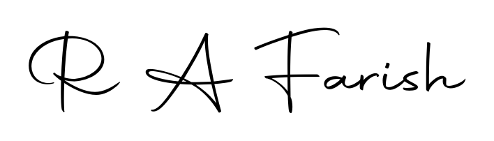 You should practise on your own different ways (Autography-DOLnW) to write your name (R A Farish) in signature. Don't let someone else do it for you. R A Farish signature style 10 images and pictures png