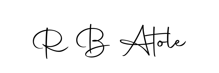 How to make R B Atole name signature. Use Autography-DOLnW style for creating short signs online. This is the latest handwritten sign. R B Atole signature style 10 images and pictures png