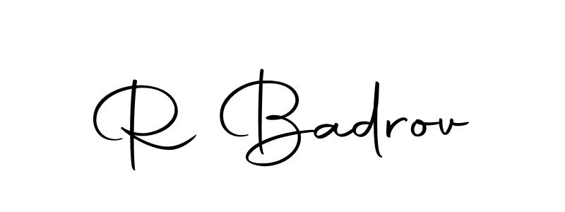 The best way (Autography-DOLnW) to make a short signature is to pick only two or three words in your name. The name R Badrov include a total of six letters. For converting this name. R Badrov signature style 10 images and pictures png