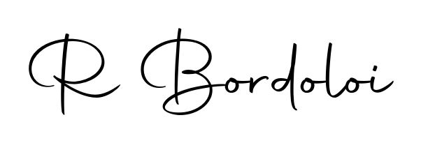 Personalize your online presence with R Bordoloi signature rendered in elegant Autography-DOLnW font. Great for website footers and blogs. R Bordoloi signature style 10 images and pictures png