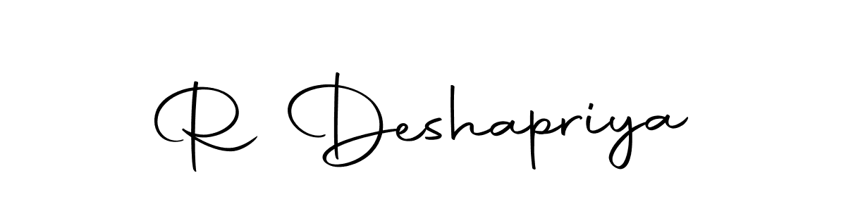 You can use this online signature creator to create a handwritten signature for the name R Deshapriya. This is the best online autograph maker. R Deshapriya signature style 10 images and pictures png