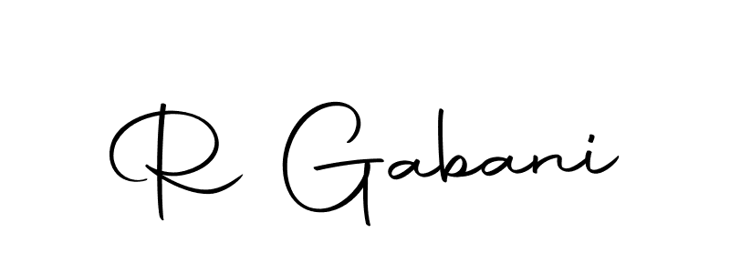 Use a signature maker to create a handwritten signature online. With this signature software, you can design (Autography-DOLnW) your own signature for name R Gabani. R Gabani signature style 10 images and pictures png