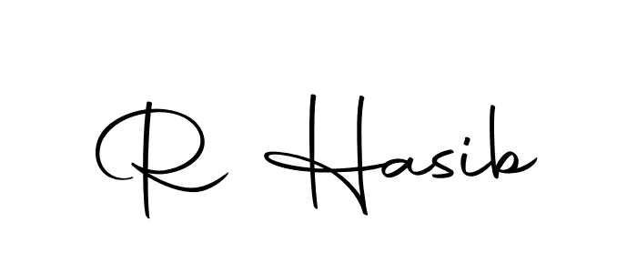 Use a signature maker to create a handwritten signature online. With this signature software, you can design (Autography-DOLnW) your own signature for name R Hasib. R Hasib signature style 10 images and pictures png