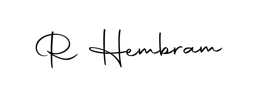 Use a signature maker to create a handwritten signature online. With this signature software, you can design (Autography-DOLnW) your own signature for name R Hembram. R Hembram signature style 10 images and pictures png