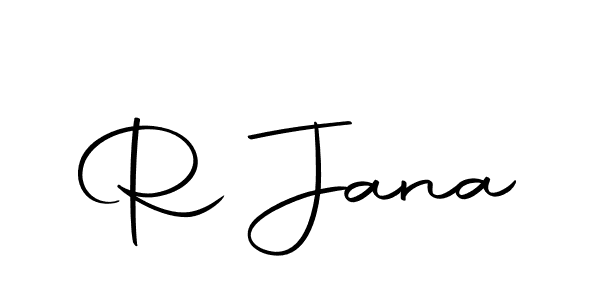 How to make R Jana name signature. Use Autography-DOLnW style for creating short signs online. This is the latest handwritten sign. R Jana signature style 10 images and pictures png