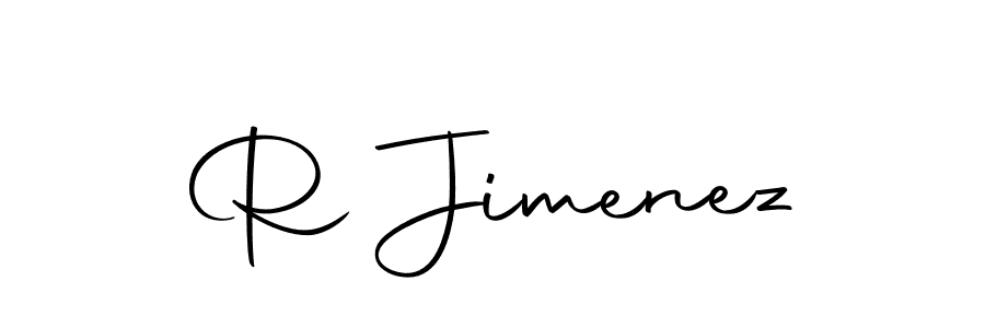 How to make R Jimenez name signature. Use Autography-DOLnW style for creating short signs online. This is the latest handwritten sign. R Jimenez signature style 10 images and pictures png
