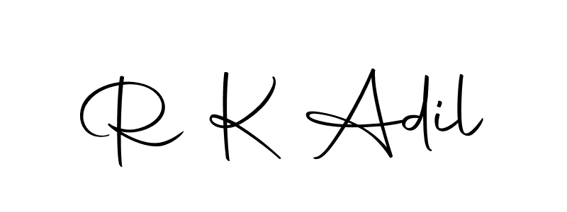 Use a signature maker to create a handwritten signature online. With this signature software, you can design (Autography-DOLnW) your own signature for name R K Adil. R K Adil signature style 10 images and pictures png