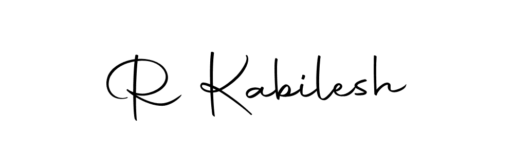 How to make R Kabilesh name signature. Use Autography-DOLnW style for creating short signs online. This is the latest handwritten sign. R Kabilesh signature style 10 images and pictures png