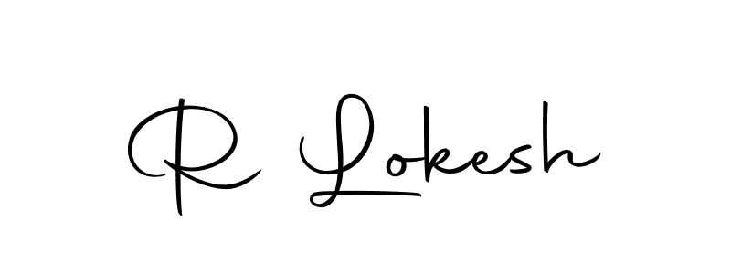 Use a signature maker to create a handwritten signature online. With this signature software, you can design (Autography-DOLnW) your own signature for name R Lokesh. R Lokesh signature style 10 images and pictures png