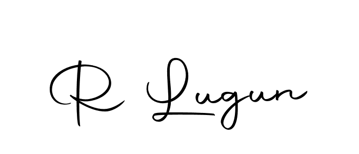 The best way (Autography-DOLnW) to make a short signature is to pick only two or three words in your name. The name R Lugun include a total of six letters. For converting this name. R Lugun signature style 10 images and pictures png