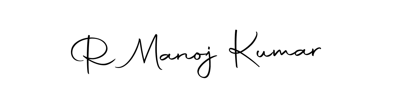Use a signature maker to create a handwritten signature online. With this signature software, you can design (Autography-DOLnW) your own signature for name R Manoj Kumar. R Manoj Kumar signature style 10 images and pictures png
