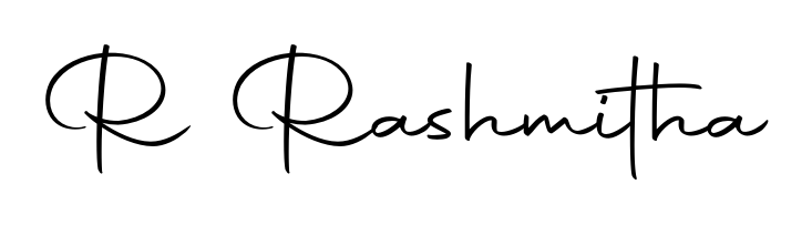 The Autography-DOLnW typeface gives name R Rashmitha a refined look. Suitable for certificates, diplomas, and official verification. R Rashmitha signature style 10 images and pictures png