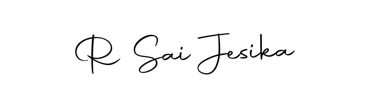 How to make R Sai Jesika name signature. Use Autography-DOLnW style for creating short signs online. This is the latest handwritten sign. R Sai Jesika signature style 10 images and pictures png