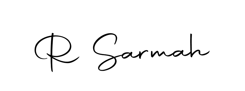 Use a signature maker to create a handwritten signature online. With this signature software, you can design (Autography-DOLnW) your own signature for name R Sarmah. R Sarmah signature style 10 images and pictures png