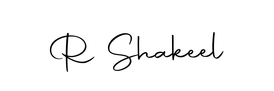 How to make R Shakeel name signature. Use Autography-DOLnW style for creating short signs online. This is the latest handwritten sign. R Shakeel signature style 10 images and pictures png