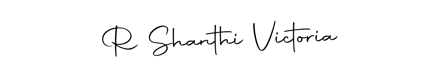 How to make R Shanthi Victoria name signature. Use Autography-DOLnW style for creating short signs online. This is the latest handwritten sign. R Shanthi Victoria signature style 10 images and pictures png