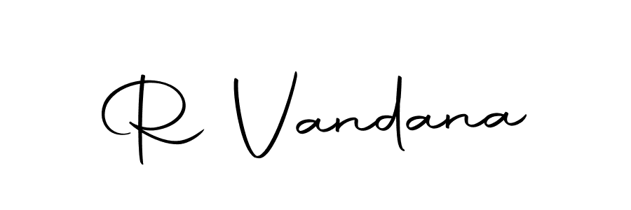 How to make R Vandana name signature. Use Autography-DOLnW style for creating short signs online. This is the latest handwritten sign. R Vandana signature style 10 images and pictures png