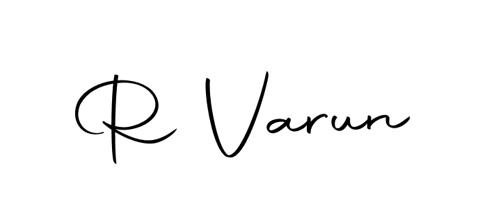 Use a signature maker to create a handwritten signature online. With this signature software, you can design (Autography-DOLnW) your own signature for name R Varun. R Varun signature style 10 images and pictures png