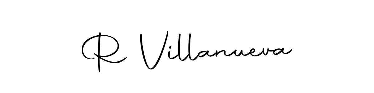 How to make R Villanueva name signature. Use Autography-DOLnW style for creating short signs online. This is the latest handwritten sign. R Villanueva signature style 10 images and pictures png