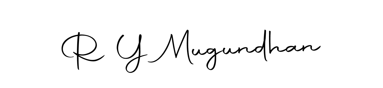How to make R Y Mugundhan name signature. Use Autography-DOLnW style for creating short signs online. This is the latest handwritten sign. R Y Mugundhan signature style 10 images and pictures png