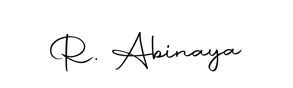How to make R. Abinaya name signature. Use Autography-DOLnW style for creating short signs online. This is the latest handwritten sign. R. Abinaya signature style 10 images and pictures png