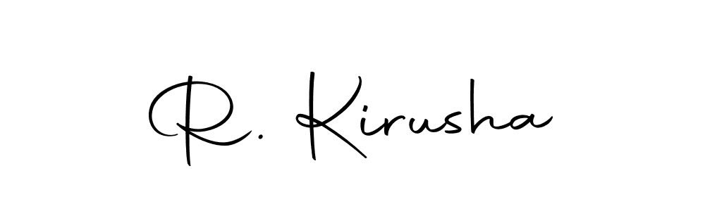 You should practise on your own different ways (Autography-DOLnW) to write your name (R. Kirusha) in signature. don't let someone else do it for you. R. Kirusha signature style 10 images and pictures png