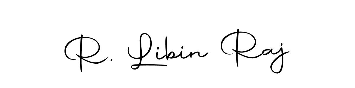 How to make R. Libin Raj name signature. Use Autography-DOLnW style for creating short signs online. This is the latest handwritten sign. R. Libin Raj signature style 10 images and pictures png