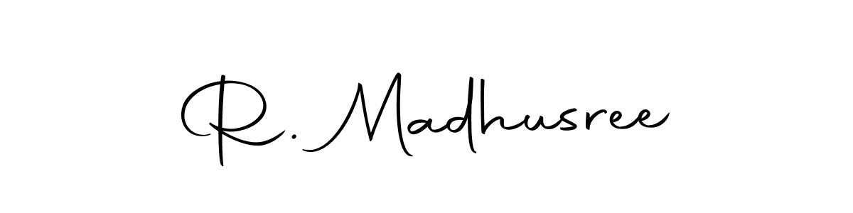 Use a signature maker to create a handwritten signature online. With this signature software, you can design (Autography-DOLnW) your own signature for name R. Madhusree. R. Madhusree signature style 10 images and pictures png