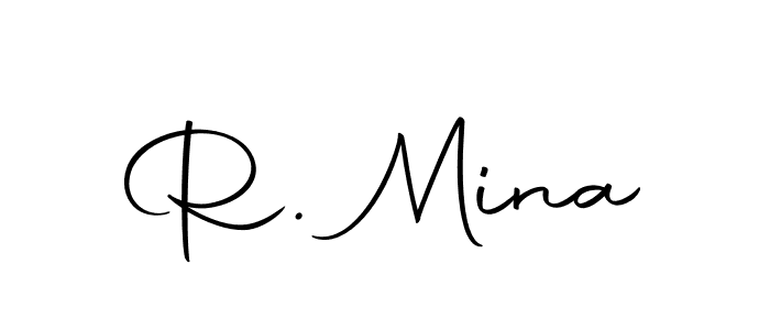 How to make R. Mina name signature. Use Autography-DOLnW style for creating short signs online. This is the latest handwritten sign. R. Mina signature style 10 images and pictures png