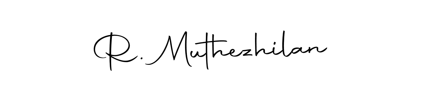 You should practise on your own different ways (Autography-DOLnW) to write your name (R. Muthezhilan) in signature. don't let someone else do it for you. R. Muthezhilan signature style 10 images and pictures png