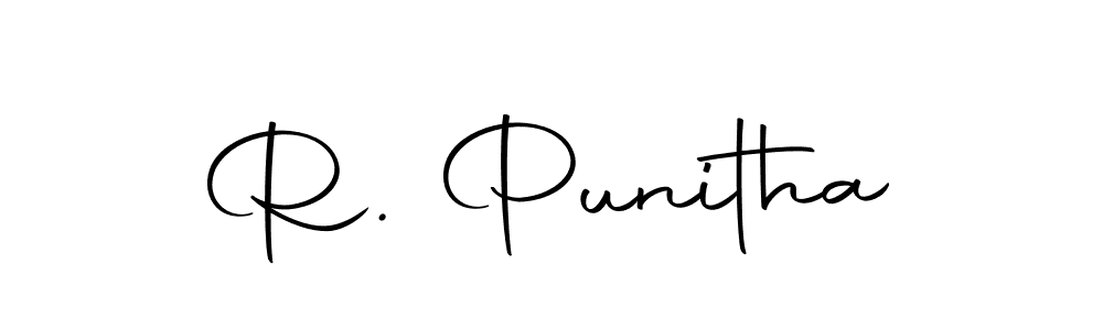 How to make R. Punitha name signature. Use Autography-DOLnW style for creating short signs online. This is the latest handwritten sign. R. Punitha signature style 10 images and pictures png