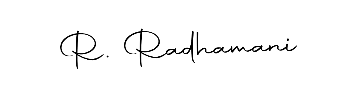 The best way (Autography-DOLnW) to make a short signature is to pick only two or three words in your name. The name R. Radhamani include a total of six letters. For converting this name. R. Radhamani signature style 10 images and pictures png