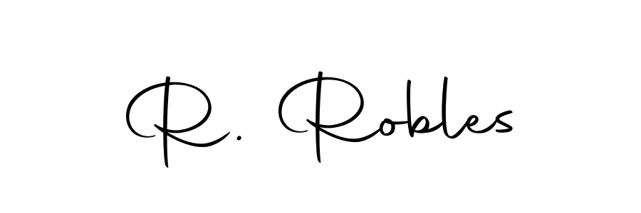 How to make R. Robles name signature. Use Autography-DOLnW style for creating short signs online. This is the latest handwritten sign. R. Robles signature style 10 images and pictures png