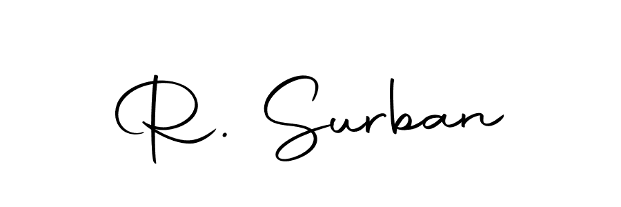 This is the best signature style for the R. Surban name. Also you like these signature font (Autography-DOLnW). Mix name signature. R. Surban signature style 10 images and pictures png