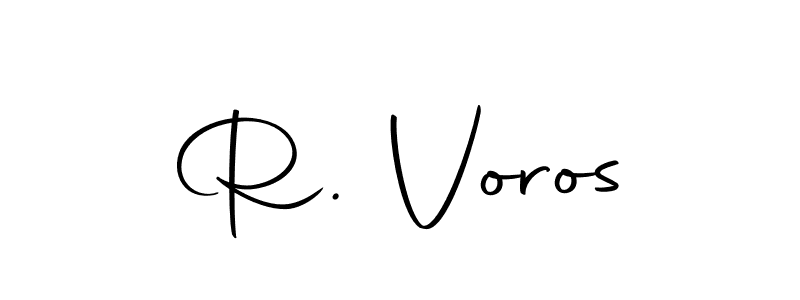 How to make R. Voros name signature. Use Autography-DOLnW style for creating short signs online. This is the latest handwritten sign. R. Voros signature style 10 images and pictures png