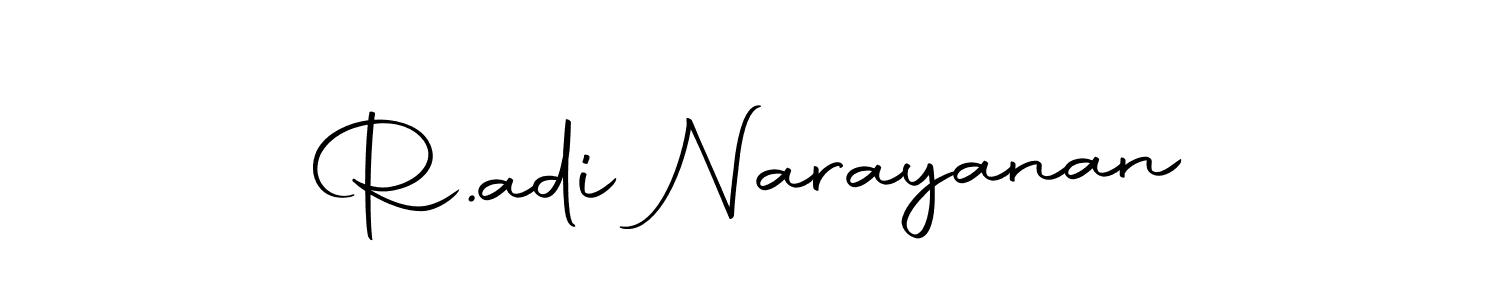 Use a signature maker to create a handwritten signature online. With this signature software, you can design (Autography-DOLnW) your own signature for name R.adi Narayanan. R.adi Narayanan signature style 10 images and pictures png