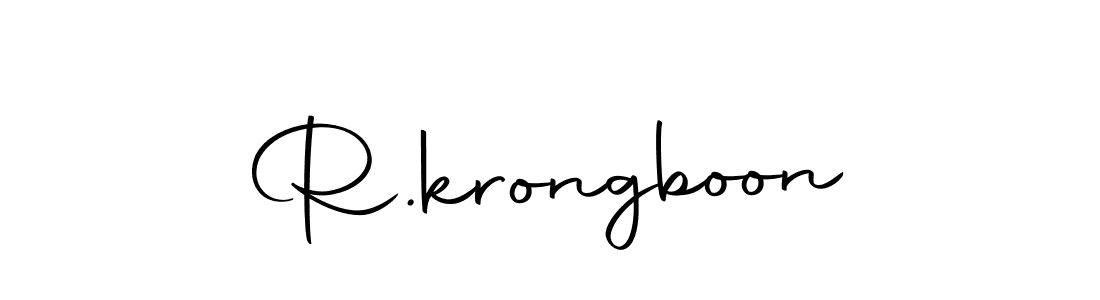 How to make R.krongboon name signature. Use Autography-DOLnW style for creating short signs online. This is the latest handwritten sign. R.krongboon signature style 10 images and pictures png