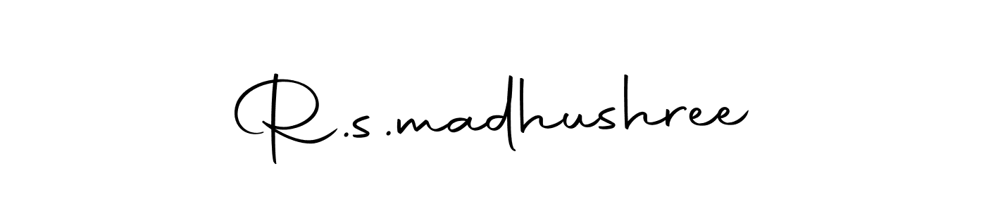 Use a signature maker to create a handwritten signature online. With this signature software, you can design (Autography-DOLnW) your own signature for name R.s.madhushree. R.s.madhushree signature style 10 images and pictures png