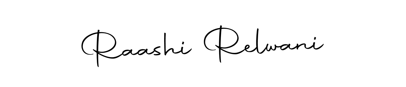 How to make Raashi Relwani name signature. Use Autography-DOLnW style for creating short signs online. This is the latest handwritten sign. Raashi Relwani signature style 10 images and pictures png